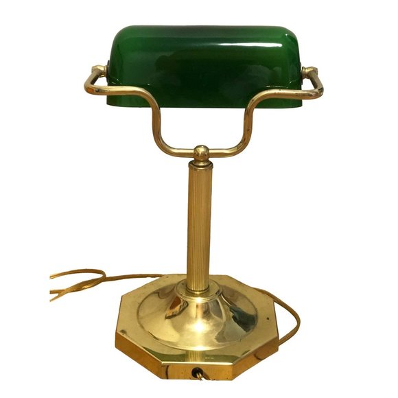 Vintage Library Bankers Table Lamp Green Shade - Picture 4 of 5